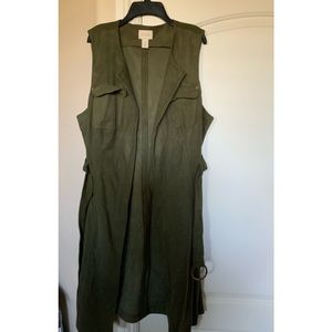 Olive green faux suede vest.